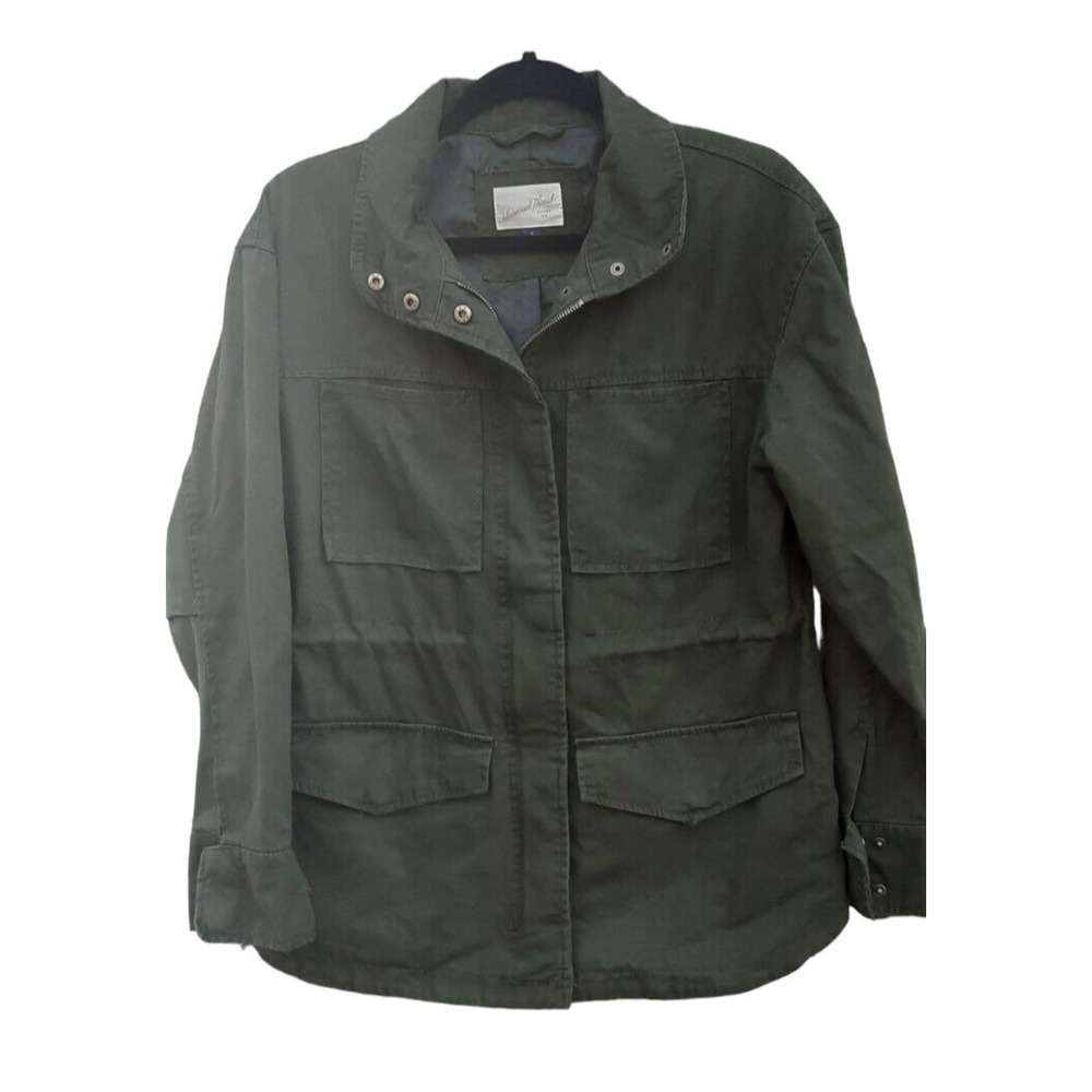 Womens Small Jacket Universal‎ Thread Olive Green Utility Coat Full Zip/Pockets